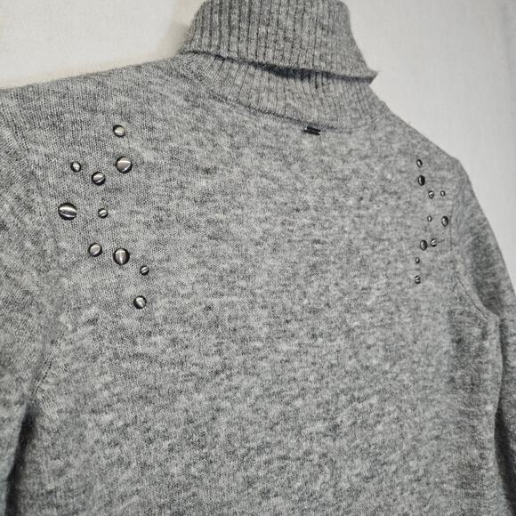 Ikks Gray Soft Wool blend Turtleneck Studded Tunic Sweater - Picture 9 of 9